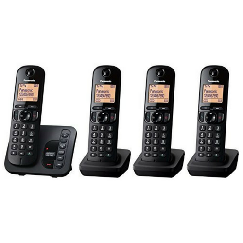 PANASONIC TGC224 CORDLESS QUAD PHONE WITH ANSWERING MACHINE BLACK KX